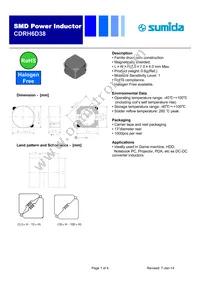 CDRH6D38-8R7NC Datasheet Cover