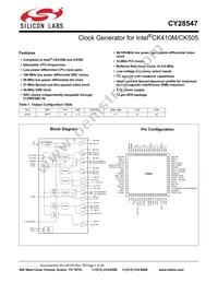 CY28547LFXCT Datasheet Cover