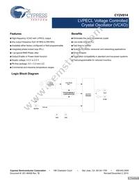 CY2V014FLXIT Datasheet Cover