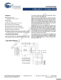 CY7C1021CV26-15BAET Datasheet Cover