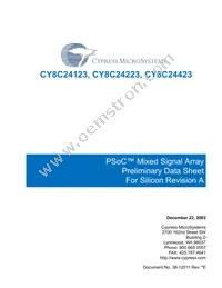 CY8C24423-24PVIT Datasheet Cover