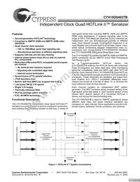 CYV15G0403TB-BGC Datasheet Cover