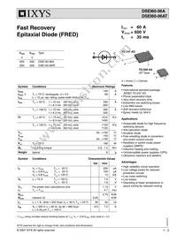 DSEI60-06A Datasheet Cover