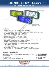 EA DIP203J-4NLW Datasheet Cover