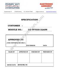 EA TFT035-32ANN Datasheet Cover