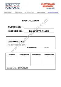 EA TFT070-84ATS Datasheet Cover