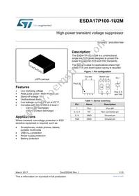 ESDA17P100-1U2M Datasheet Cover