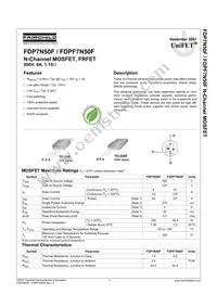 FDPF7N50F Datasheet Cover