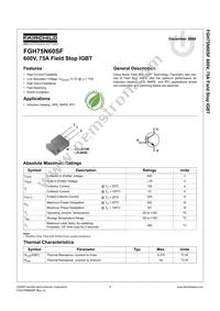 FGH75N60SFTU Datasheet Cover