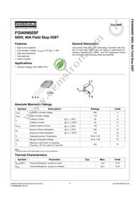 FGI40N60SFTU Datasheet Cover