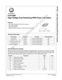 FJP13007H2TU-F080 Datasheet Cover