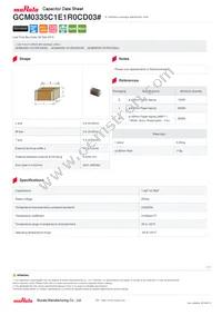 GCM0335C1E1R0CD03D Datasheet Cover