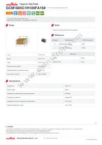 GCM1885C1H100FA16D Datasheet Cover