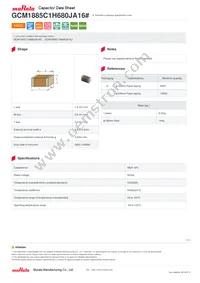 GCM1885C1H680JA16D Datasheet Cover