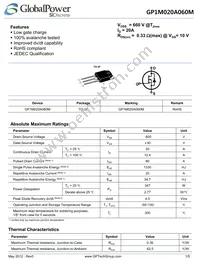 GP1M020A060M Datasheet Cover