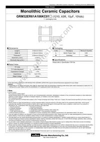 GRM32ER61A106KC01L Datasheet Cover