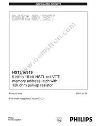 HSTL16919DGG Datasheet Cover