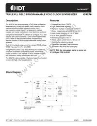 ICS276PGT Datasheet Cover