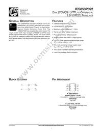 ICS853P022AMLFT Datasheet Cover