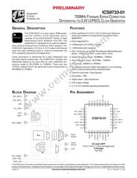 ICS8733BY-01LFT Datasheet Cover