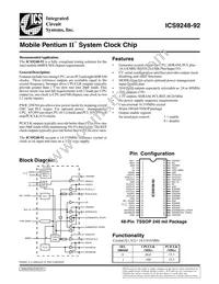 ICS9248AG-92LFT Datasheet Cover