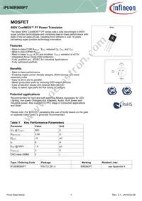 IPU80R900P7AKMA1 Datasheet Cover