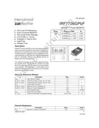 IRF7756GTRPBF Datasheet Cover