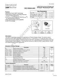 IRGP4055DPBF Datasheet Cover