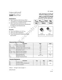 IRLR7821CTRRPBF Datasheet Cover