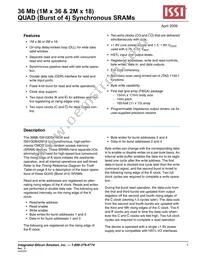 IS61QDB41M36-250M3L Datasheet Cover