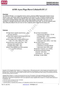 IS67WVC4M16ALL-7010BLA-TR Datasheet Cover