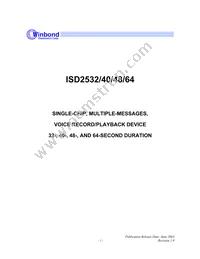 ISD2540SR Datasheet Cover