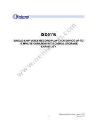 ISD5116SYR Datasheet Cover