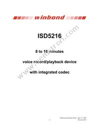 ISD5216SYI Datasheet Cover