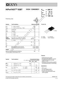 IXGH12N60BD1 Datasheet Cover