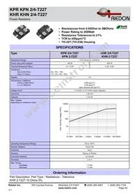 KHR4-T227 6.0 OHM 5% Datasheet Cover