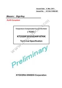 KT2520F26000ZAW18TKK Datasheet Cover