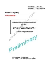 KT2520F38400ZAW18TEK Datasheet Cover