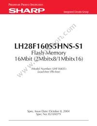 LH28F160S5HNS-S1 Datasheet Cover