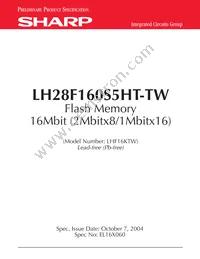 LH28F160S5HT-TW Datasheet Cover