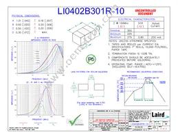 LI0402B301R-10 Datasheet Cover