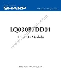 LQ030B7DD01 Datasheet Cover