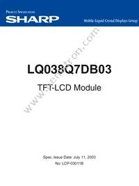 LQ038Q7DB03 Datasheet Cover