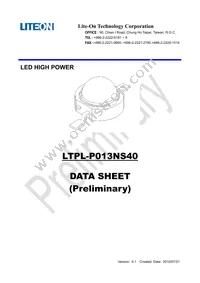 LTPL-P013NS40 Datasheet Cover