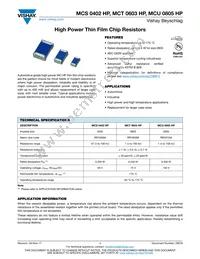 MCU0805PD1002DP500 Datasheet Cover