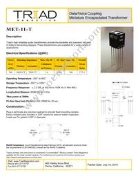 MET-11-T Datasheet Cover