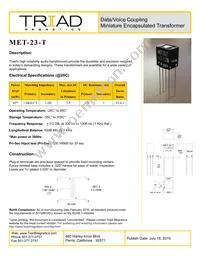 MET-23-T Datasheet Cover