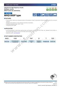MHQ1005PR15GTD25 Datasheet Cover