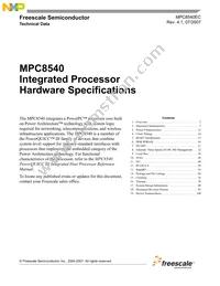 MPC8540CPX667JC Datasheet Cover