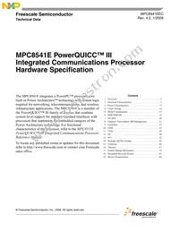MPC8541VTAQF Datasheet Cover
